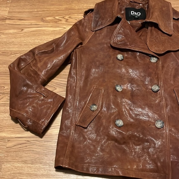 Dolce & Gabbana Women's Cognac Brown Leather Jacket Size 40 (~US Medium). - Picture 3 of 12